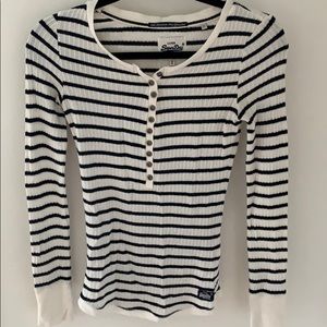 Superdry long sleeve Henley striped shirt